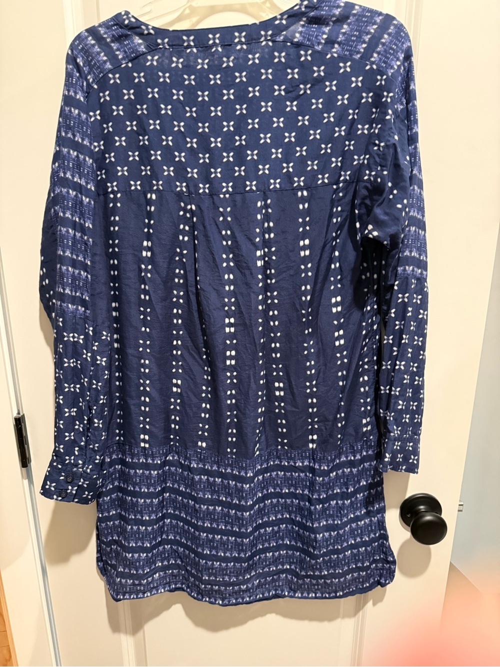 Athleta Blue Patterned Button-Down Tunic - Picture 2 of 3